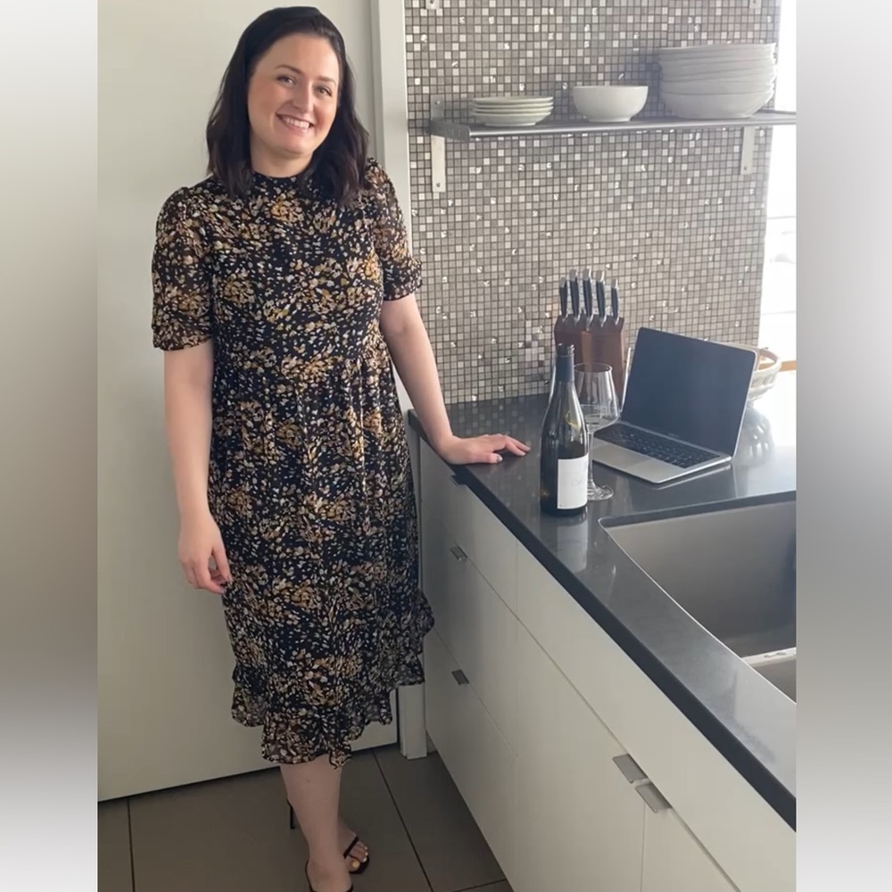 PATTERNED MIDI DRESS - Picture 1 of 9